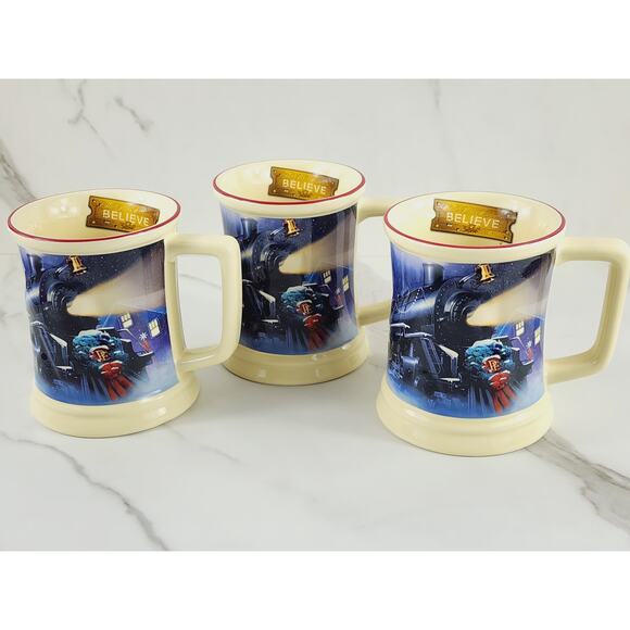 Christmas The Polar Express Coffee Mug Tea Cup 16oz Warner Bros 4 1/4" 3D x3 - Picture 1 of 16
